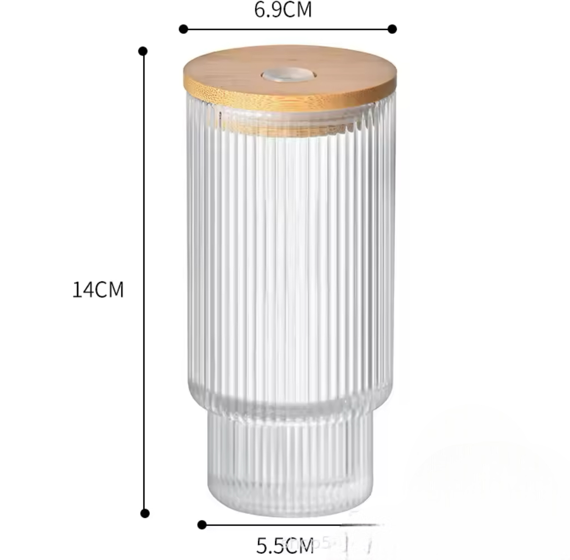 Transparent Strip Glass Cup With Bamboo Lid, Stackable Coffee Glass Cup, Reusable Smoothie Drinking Glass With Straw Transparent Strip Glass Cup With Bamboo Lid, Stackable Coffee Glass Cup, Reusable Smoothie Drinking Glass With Straw